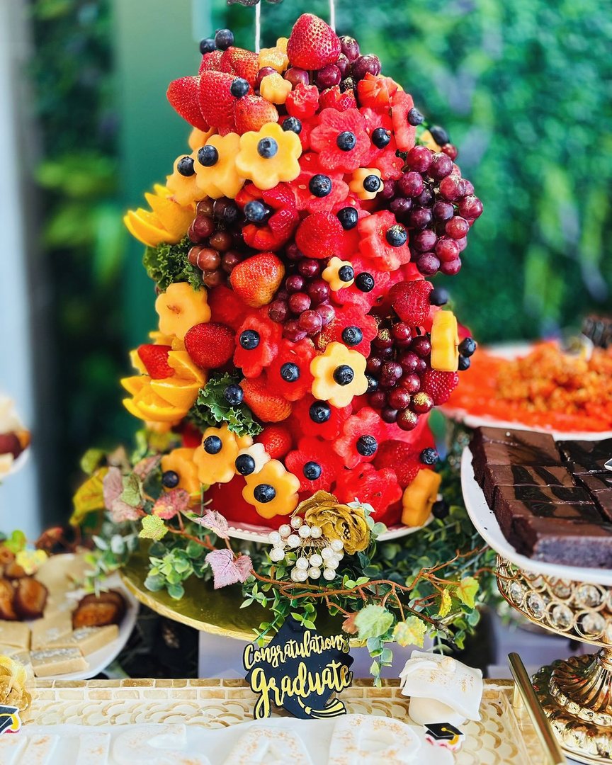 Watermelon cake tower for a graduate